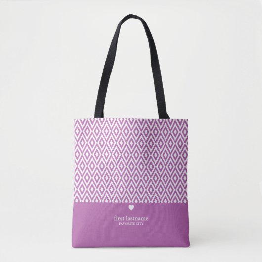 Moderne Ikat Upscale Heart Monogram KAN KLEUR BEWE Tote Bag (Voorkant)