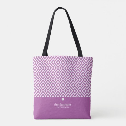 Moderne Ikat Upscale Heart Monogram KAN KLEUR BEWE Tote Bag (Achterkant)