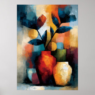 Moderne Ikebana Japanse Geometrische Bloemkunst Poster