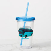Moderne illustratie cartoon passagiersbus acryl drinkbeker (Achterkant)