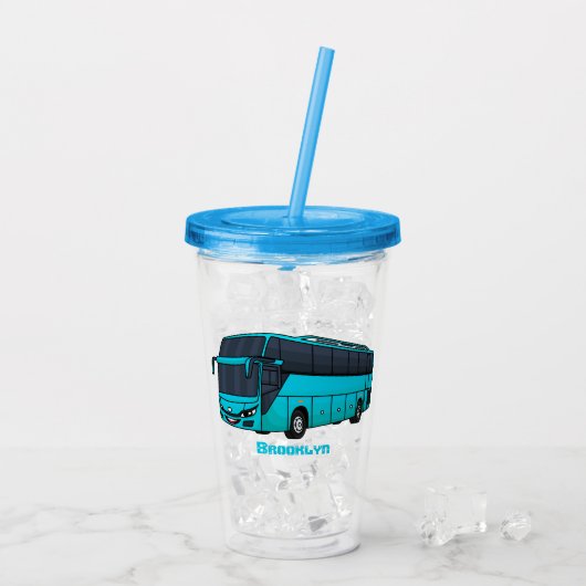 Moderne illustratie cartoon passagiersbus acryl drinkbeker (Achterkant ijs)