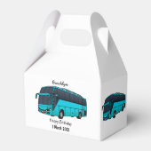 Moderne illustratie cartoon passagiersbus bedankdoosjes (Achterkant)