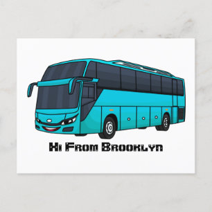 Moderne illustratie cartoon passagiersbus briefkaart