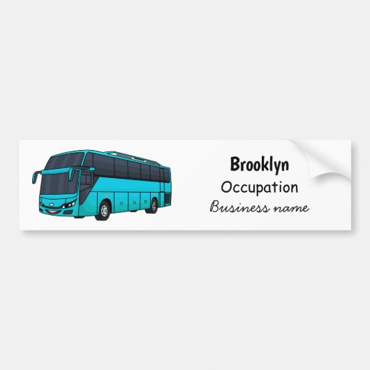 Moderne illustratie cartoon passagiersbus bumpersticker (Voorkant)