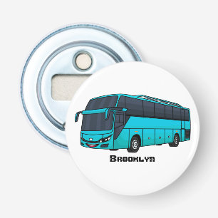 Moderne illustratie cartoon passagiersbus button flesopener