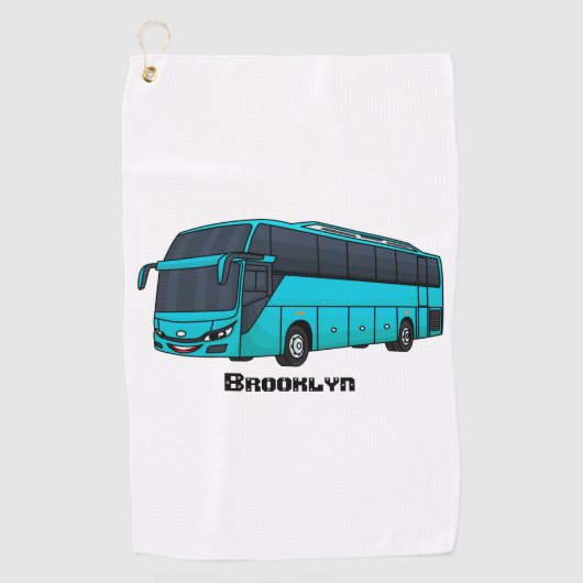 Moderne illustratie cartoon passagiersbus golfhanddoek (Voorkant)