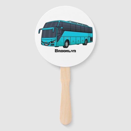 Moderne illustratie cartoon passagiersbus handwaaier (Voorkant)