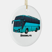 Moderne illustratie cartoon passagiersbus keramisch ornament (Rechts)