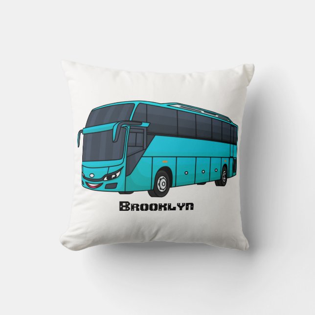 Moderne illustratie cartoon passagiersbus kussen (Voorkant)