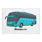 Moderne illustratie cartoon passagiersbus kussensloop (Achterkant)