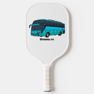Moderne illustratie cartoon passagiersbus pickleball paddle