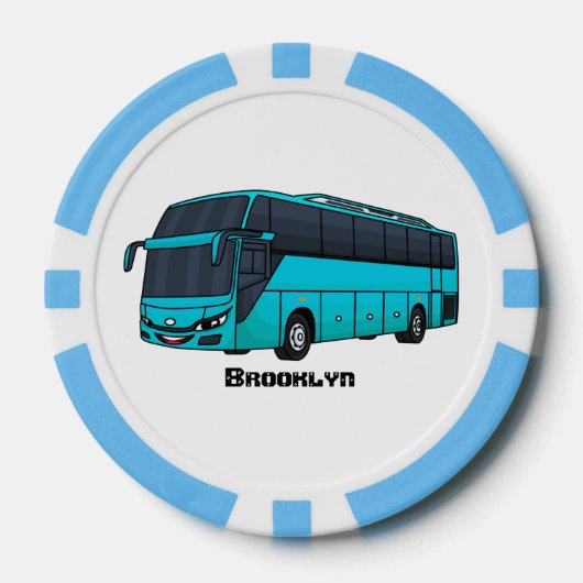 Moderne illustratie cartoon passagiersbus poker chips (Voorkant)