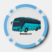 Moderne illustratie cartoon passagiersbus poker chips (Achterkant)