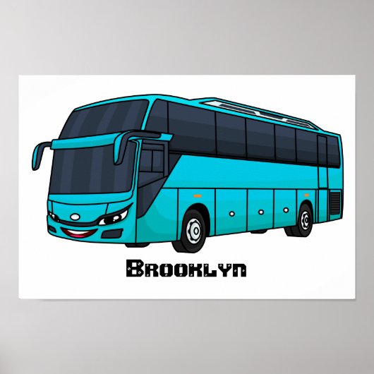 Moderne illustratie cartoon passagiersbus poster (Voorkant)