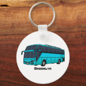 Moderne illustratie cartoon passagiersbus sleutelhanger (Voorkant)