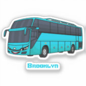 Moderne illustratie cartoon passagiersbus sticker (Voorkant)