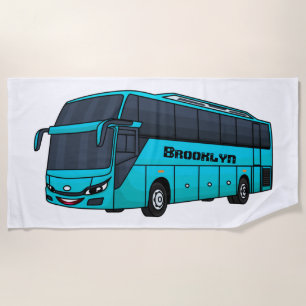 Moderne illustratie cartoon passagiersbus strandlaken