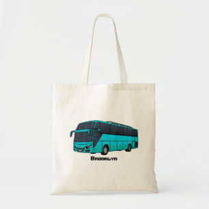 Moderne illustratie cartoon passagiersbus tote bag