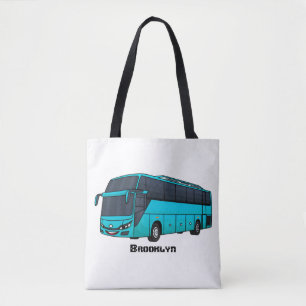 Moderne illustratie cartoon passagiersbus tote bag