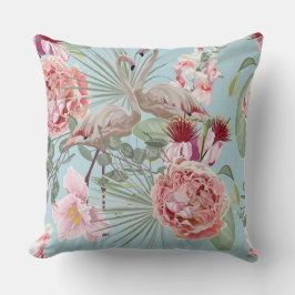 Moderne illustratie floreel flamingo blauw luxueus kussen