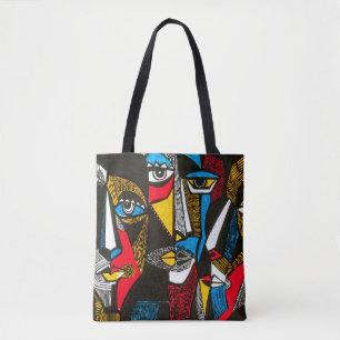 Moderne illustratie in linocut stijl. Surreal colo Tote Bag