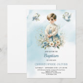 Moderne Illustratie jongen formele kleding Doop Kaart (Voorkant / Achterkant)