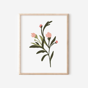Moderne Illustratie Kunstposter van Roze Wilde Blo Poster