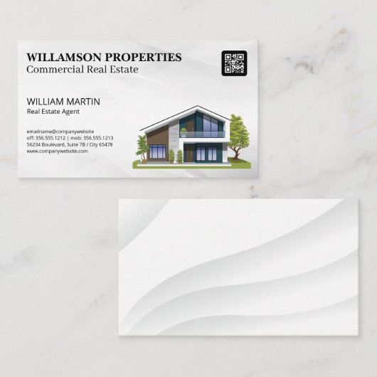 Moderne illustratie thuis | QR-code Visitekaartje (Voorkant / Achterkant)