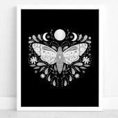 Moderne Illustratie van Abstracte Mot in Zwart-Wit Poster