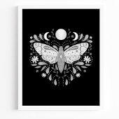Moderne Illustratie van Abstracte Mot in Zwart-Wit Poster