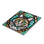 Moderne illustratie van Blauwgroen katten Glas in  Tegeltje (Zijkant)