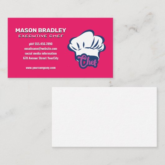 Moderne illustratie van chefshoed stijl visitekaartje (Voorkant / Achterkant)