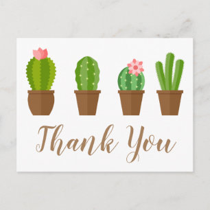 Moderne illustratie van groene en roze cacti Dank  Briefkaart