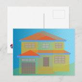 Moderne illustratie van kleurrijk huis met stripes briefkaart (Voorkant / Achterkant)