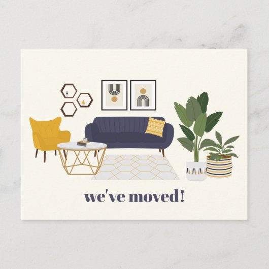 Moderne illustratie We hebben een nieuw adres verp Briefkaart (Voorkant)