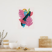  moderne illustratiroze laat natuur poster (Keuken)