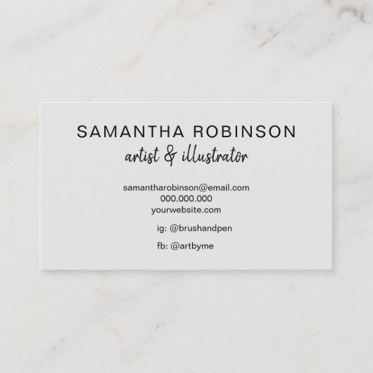 Moderne illustrator verfpenseelfotoscript visitekaartje (Achterkant)