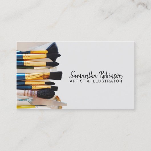 Moderne illustrator verfpenseelfotoscript visitekaartje (Voorkant)