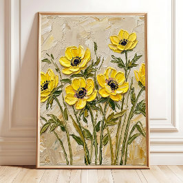 Moderne Impasto Anemone Muur Kunst Canvasprint Poster