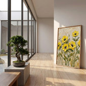 Moderne Impasto Anemone Muur Kunst Canvasprint Poster