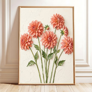 Moderne Impasto Dahlia Canvas Muur Kunst Print