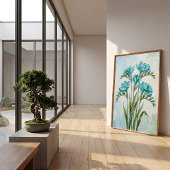 Moderne Impasto Freesia Canvas Kunst Kant-en-Klaar Poster