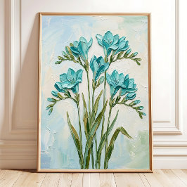 Moderne Impasto Freesia Canvas Kunst Kant-en-Klaar Poster