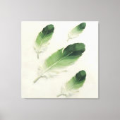 Moderne Impasto Textured Groene Veer Olie Kunst Canvas Afdruk (Voorkant)