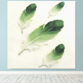 Moderne Impasto Textured Groene Veer Olie Kunst Canvas Afdruk (Insitu (Houten vloer))