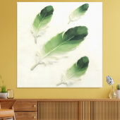 Moderne Impasto Textured Groene Veer Olie Kunst Canvas Afdruk (Insitu (Woonkamer))