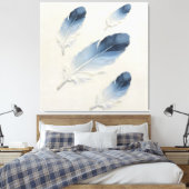 Moderne Impasto Textuur Blauw Veer Olie Kunst Canvas Afdruk (Insitu (Slaapkamer))