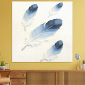 Moderne Impasto Textuur Blauw Veer Olie Kunst Canvas Afdruk (Insitu (Woonkamer))