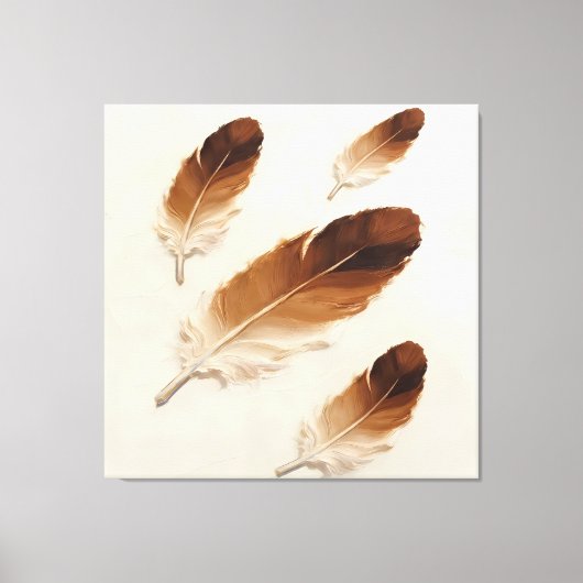 Moderne Impasto Textuur Bruine Veer Olie Kunst Canvas Afdruk (Voorkant)