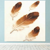 Moderne Impasto Textuur Bruine Veer Olie Kunst Canvas Afdruk (Insitu (Houten vloer))